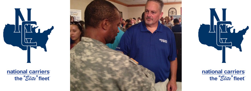 Lead recruiter, James Rampy thanks a soldier for his service to our country.