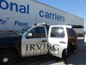 Irving, TX police department picks up donation at NCI yard.