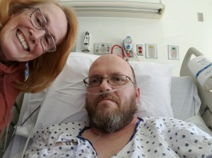 Hospital bed with Mom