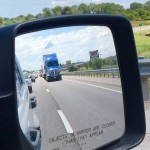 truck in side mirror